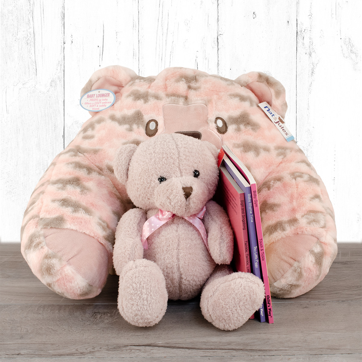 Storytime Pink Bear Lounger, Stuffed Animal and Board Book Trio Gift Set